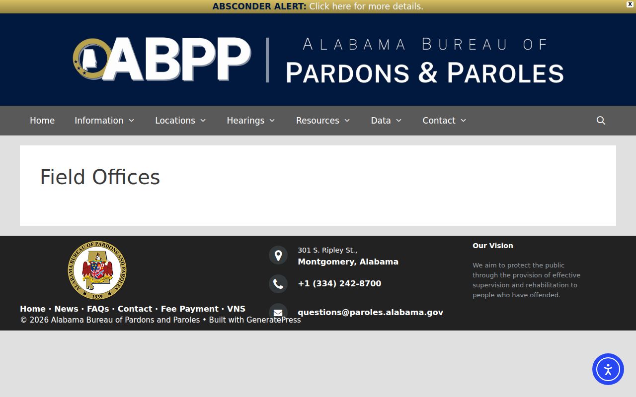 Perry County criminal record route to the ABPP field office