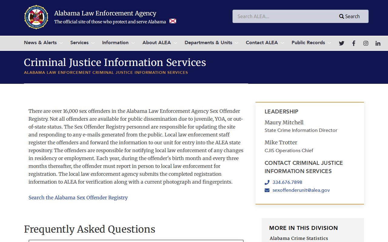 Perry County sex offender registry guidance from ALEA